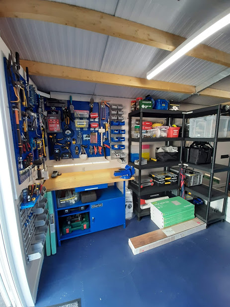 converting a double garage into a functional workspace